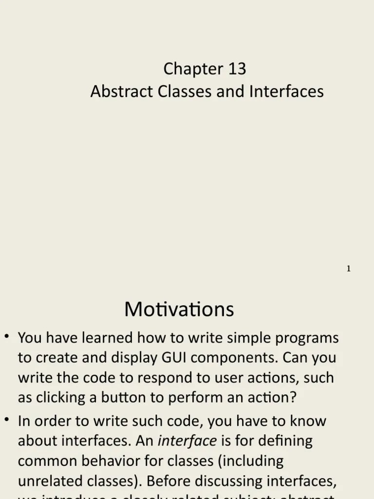 Abstract Classes and Interfaces Defining Common Behavior and