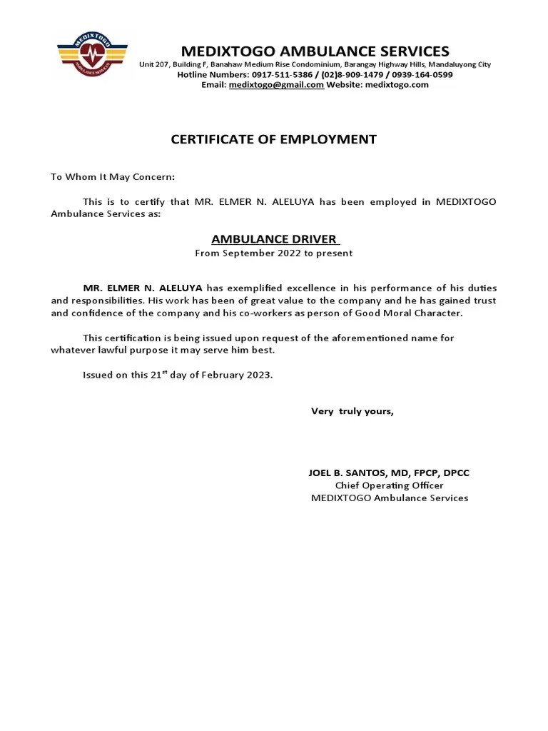 Letter of Request For COE PDF