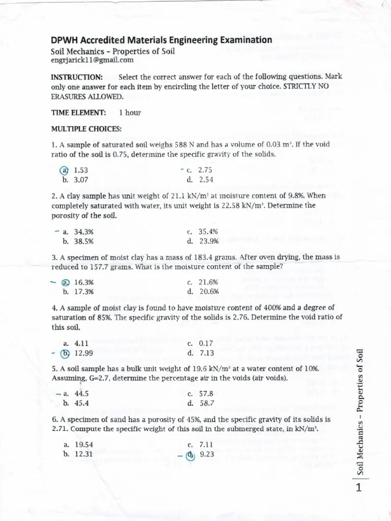 DPWH Accredited Materials Engineer Exam PDF