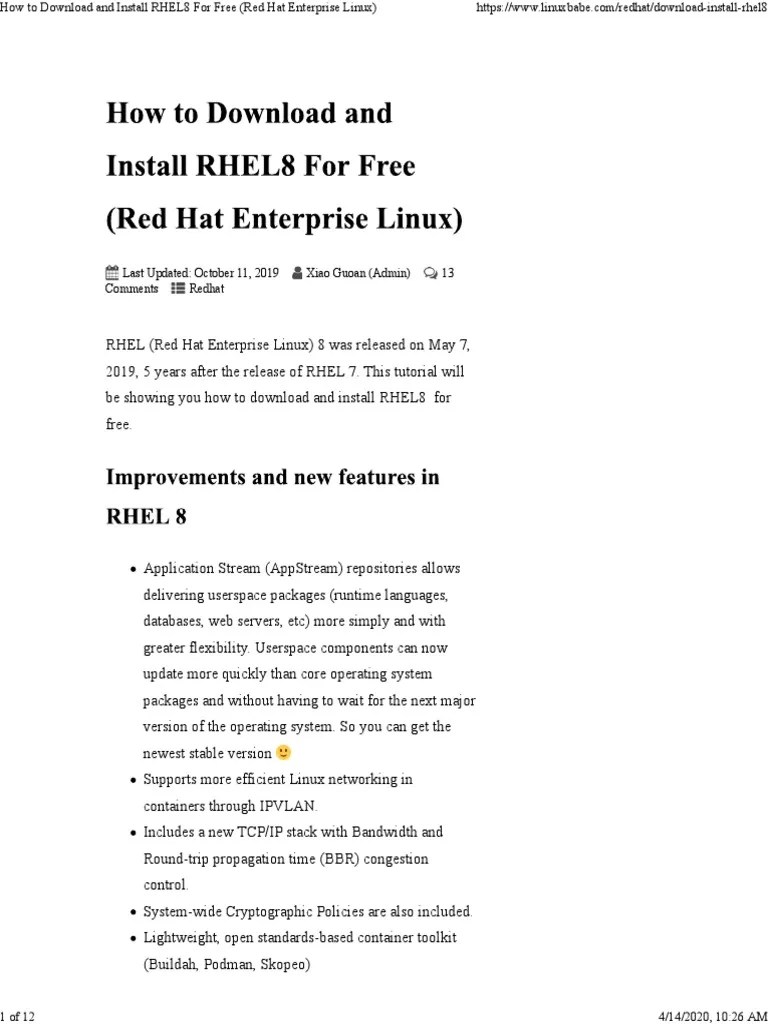 How To Download and Install RHEL8 For Free (Red Hat Enterprise Linux