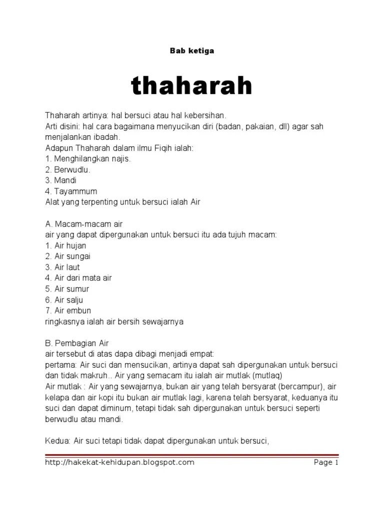 Fiqih Bab III Thaharah, Bersuci | PDF