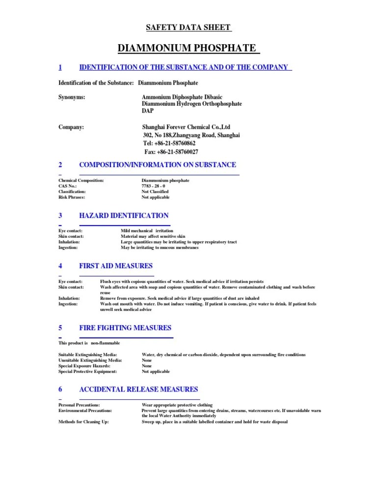 Dap MSDS PDF Dangerous Goods Chemistry