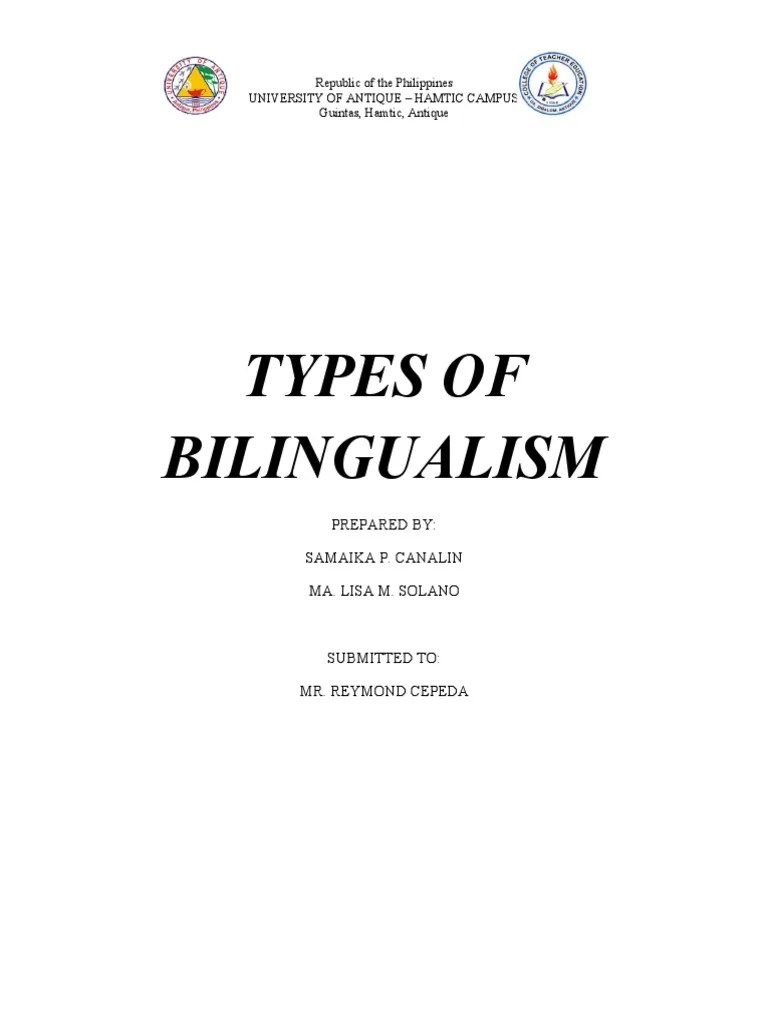 TYPES OF BILINGUALISM Handouts PDF Multilingualism First Language