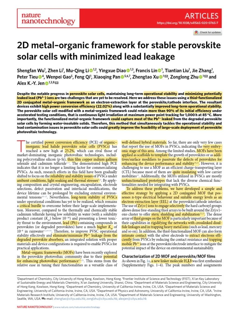 2D Mof PDF Electron Microscope Lead