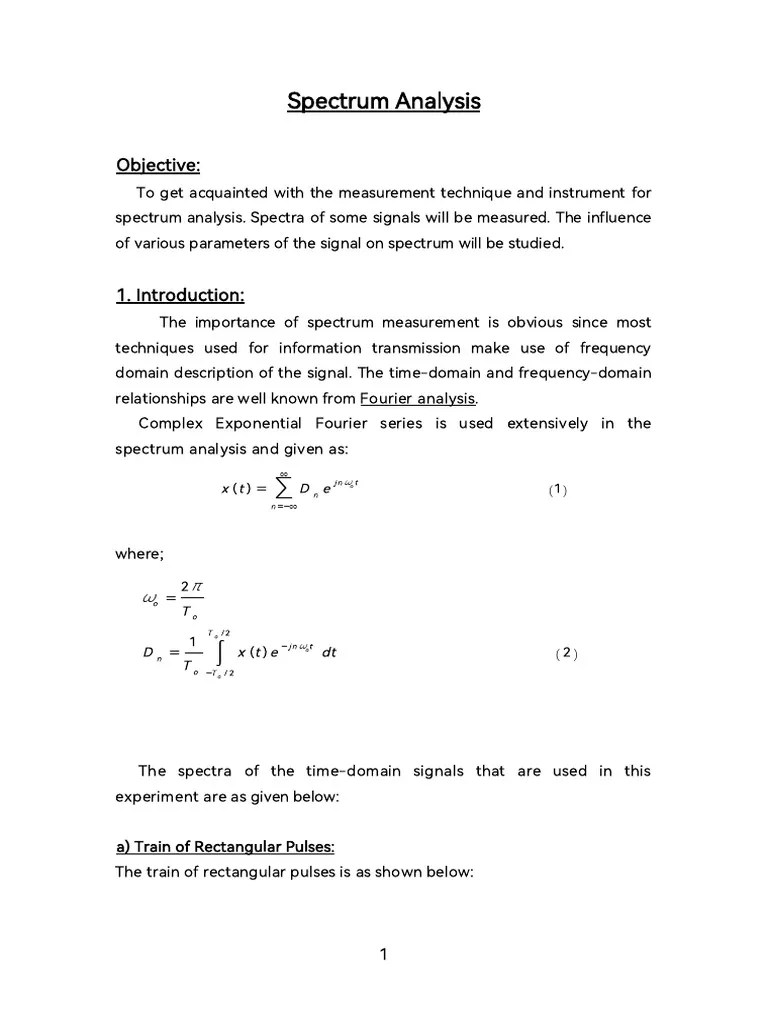 Spectrum Analysis PDF Spectral Density Amplitude