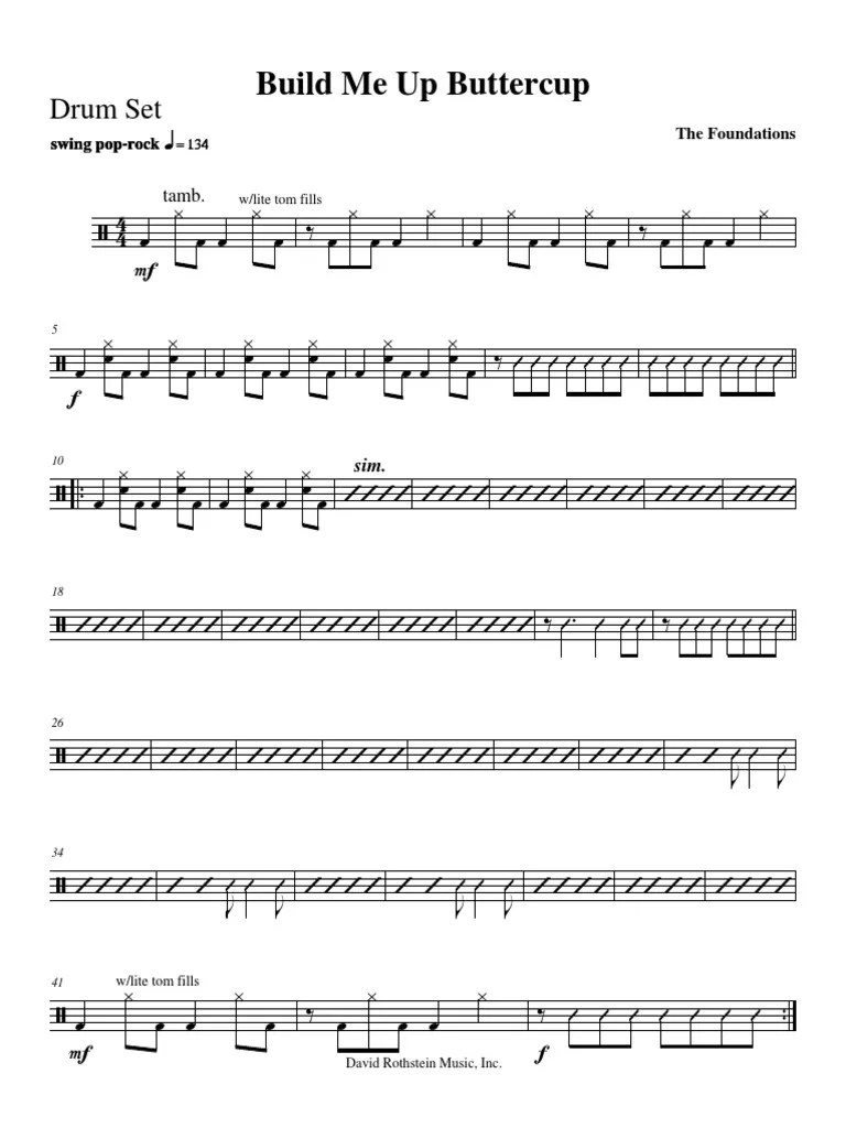 Build Me Up Buttercup Drums PDF