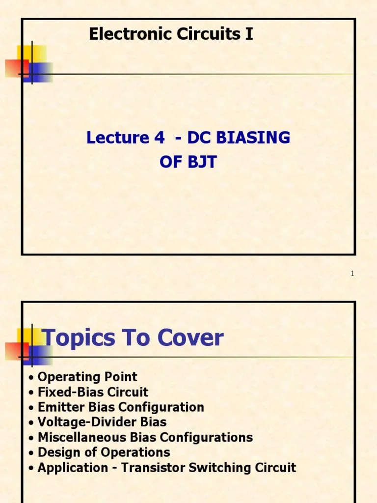 Lecture4 DC Biasing of BJT 111959 PDF Bipolar Junction Transistor