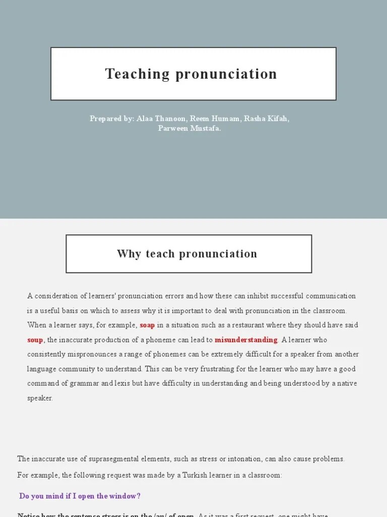 Alaa, Teaching Pronunciation PDF Teachers Stress (Linguistics)