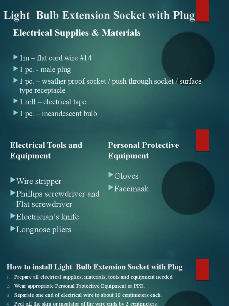 Light Bulb Extension Socket With Plug PDF