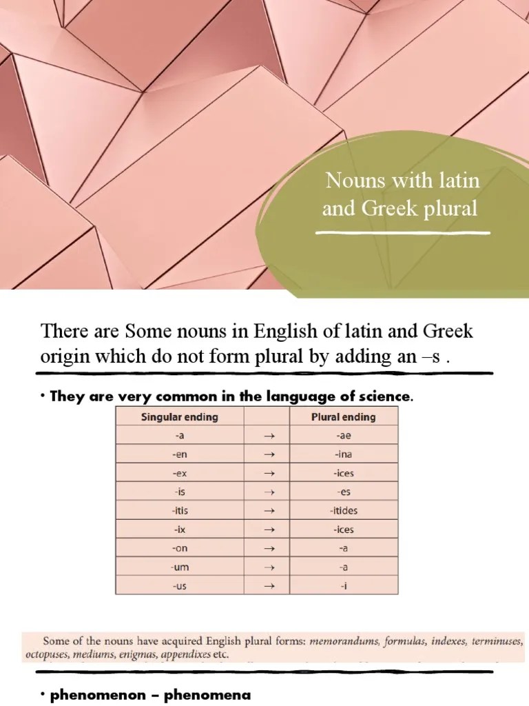 Nouns With Latin and Greek Plural PDF