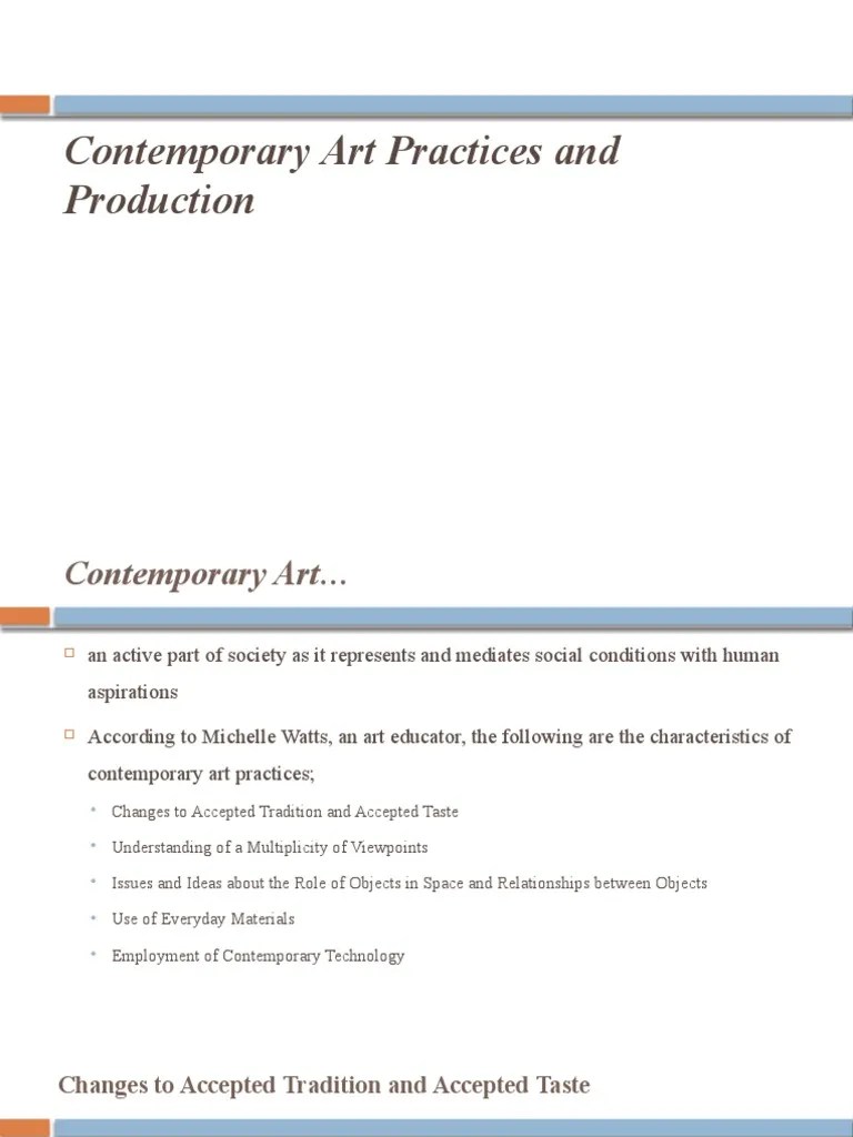Lesson 8 Contemporary Art Practices and Production PDF Contemporary Art