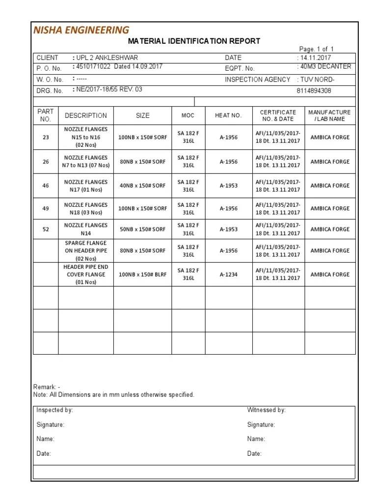 Material Identification Report PDF Mechanical Engineering