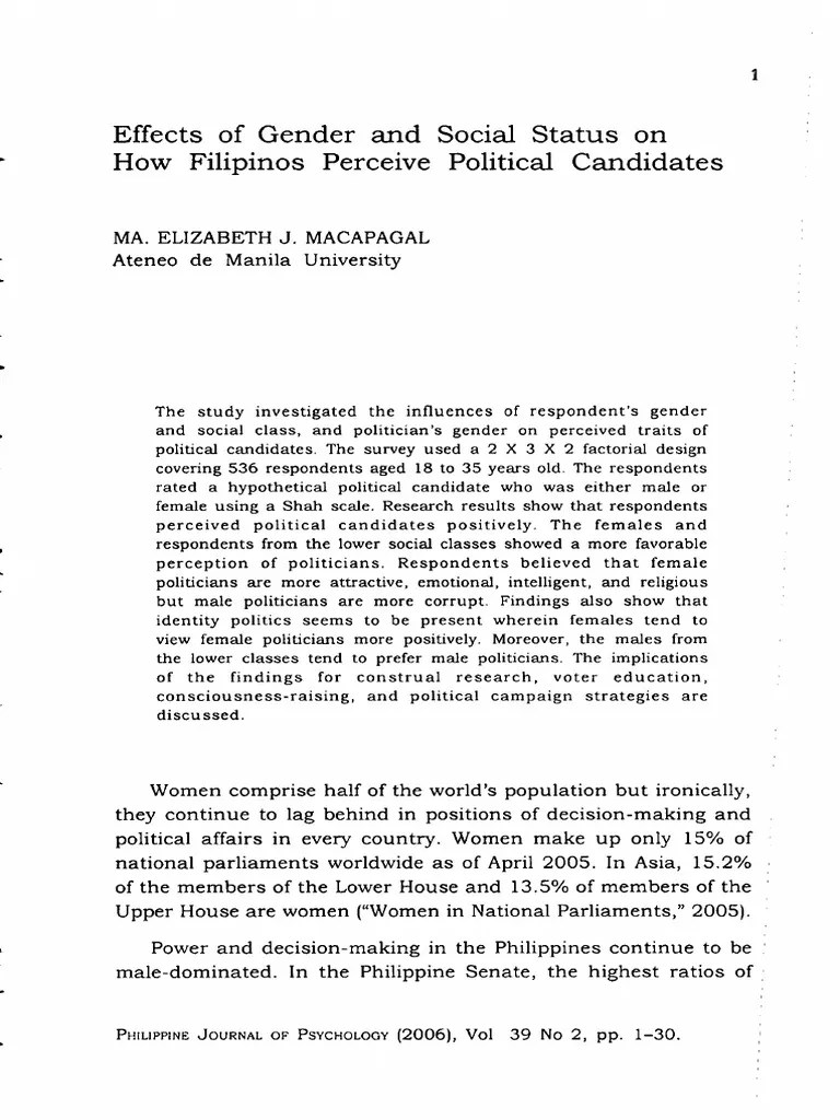 03 Effects of Gender and Social Status On How Filipinos Perceive