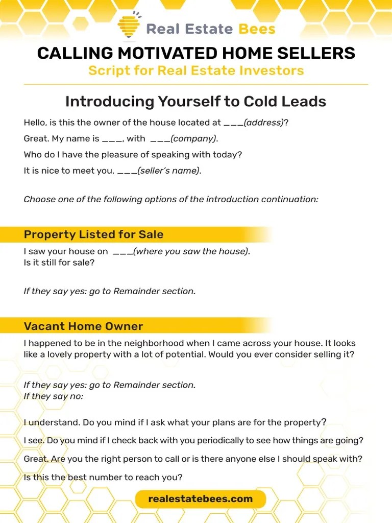 PDF Motivated Seller Script PDF