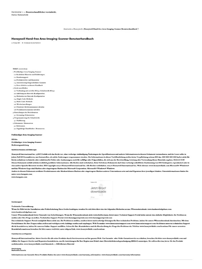Honeywell Scanner Anleitung | PDF