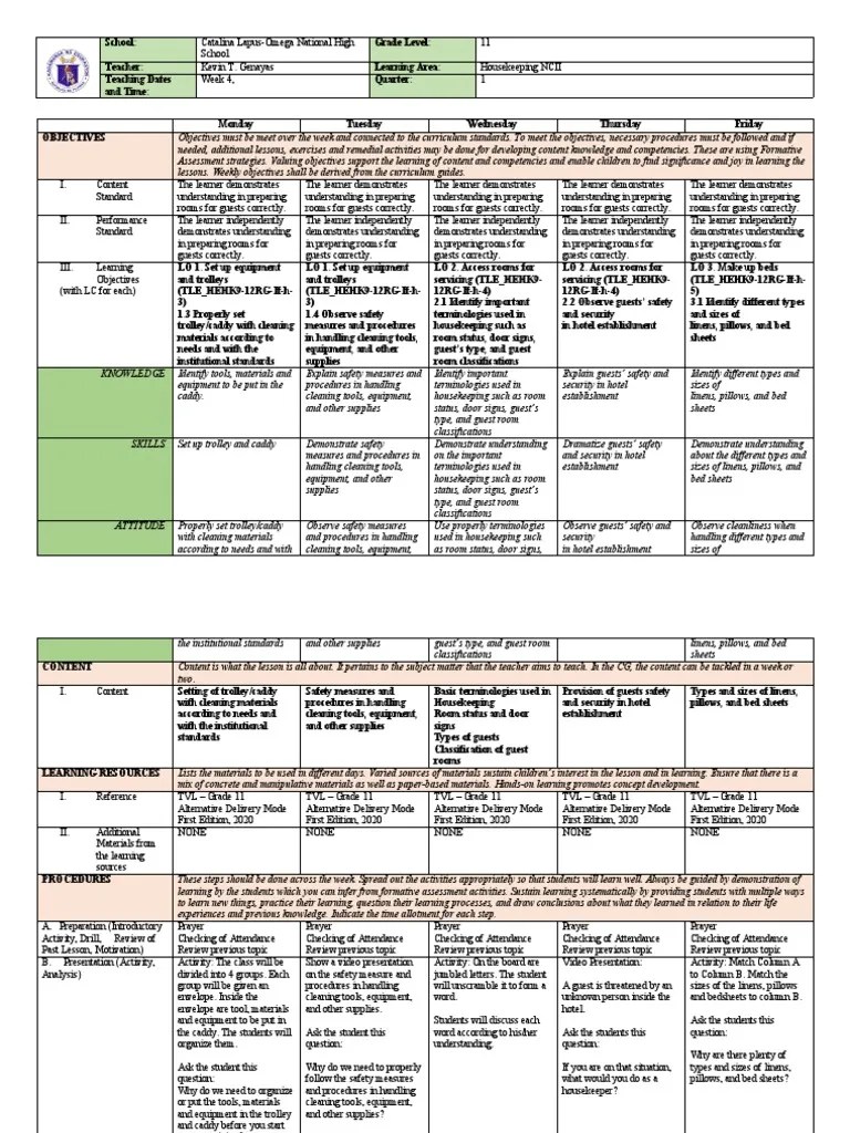 Preparing for Guests A Weekly Lesson Plan for Teaching Housekeeping