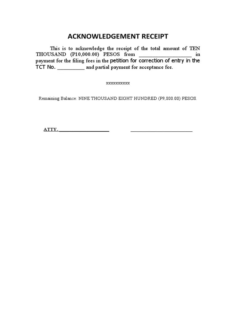 Acknowledgement Receipt For Fees PDF