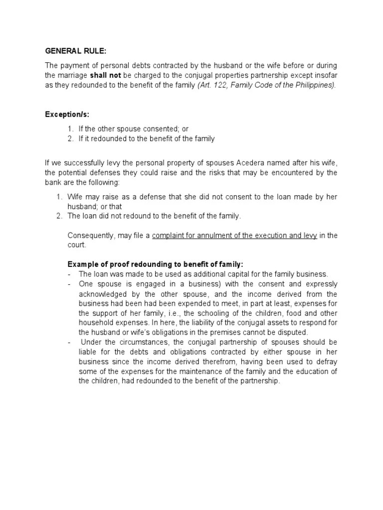 Execution of Conjugal Property PDF