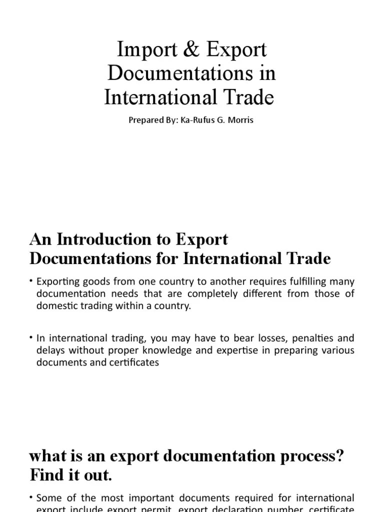 Import & Export Documentations in International Trade PPTX Week 3