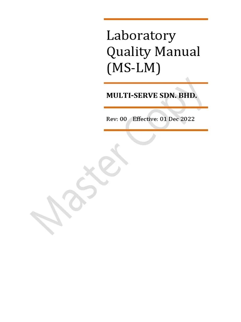 MSLM Laboratory Quality Manual Master PDF Calibration Metrology