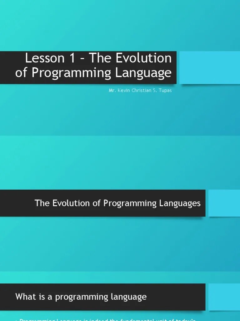 Lesson 1 The Evolution of Programming Language PDF Programming