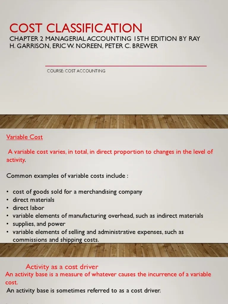 Cost Classification and Behavior Understanding Variable, Fixed, and