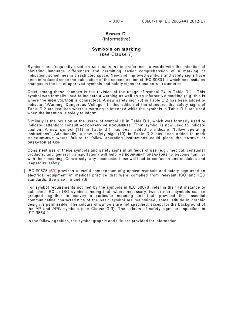IEC 60601-1 Recorte Anexo D | PDF | International Electrotechnical