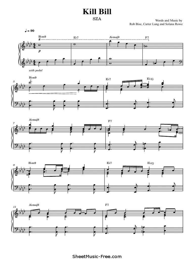 Kill Bill Sheet Music SZA PDF