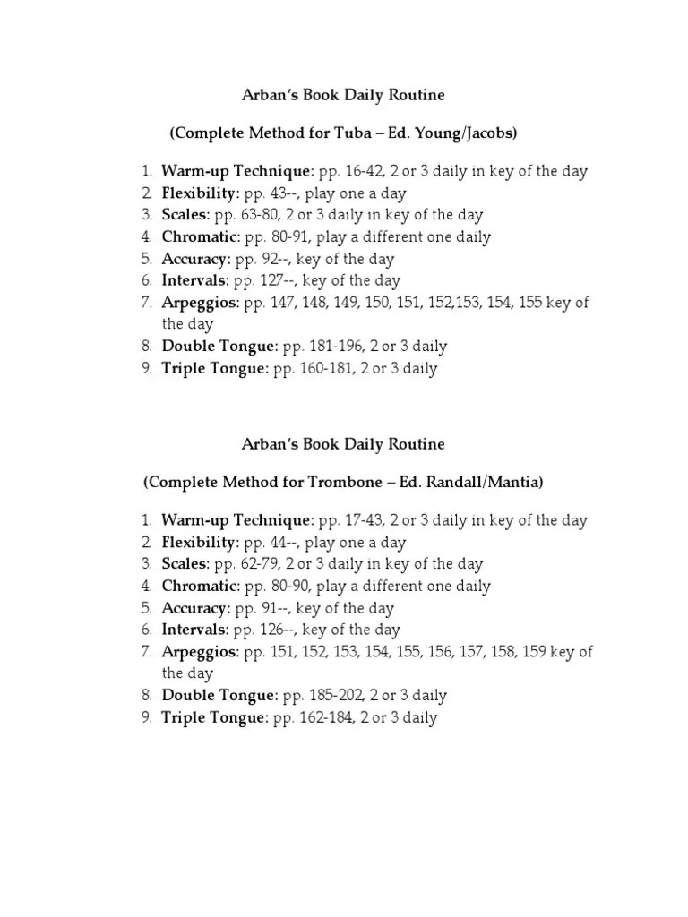 Daily Routine Arban Trombone Tuba PDF