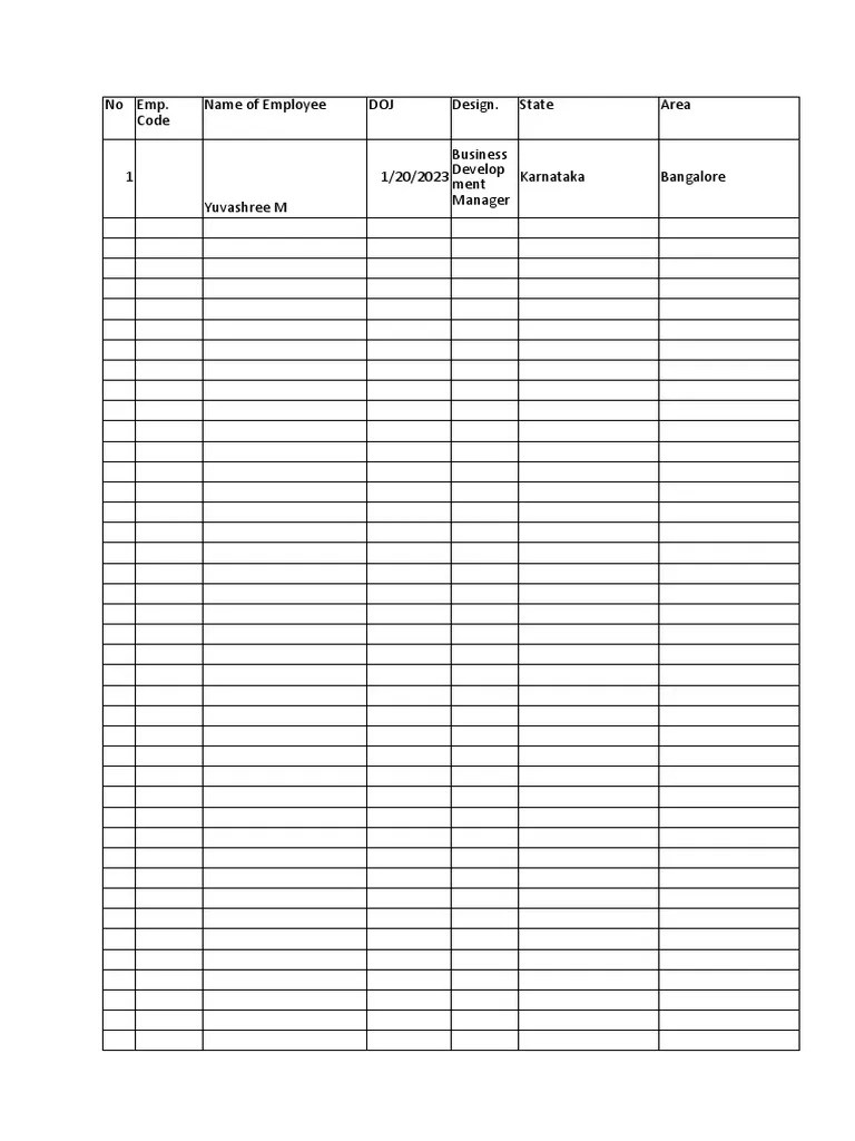 Muster Roll Format PDF