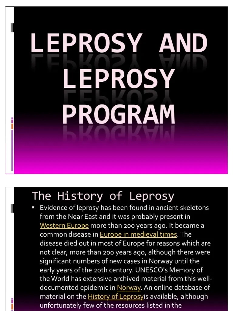 Leprosy and Leprosy Program Leprosy Physical Therapy