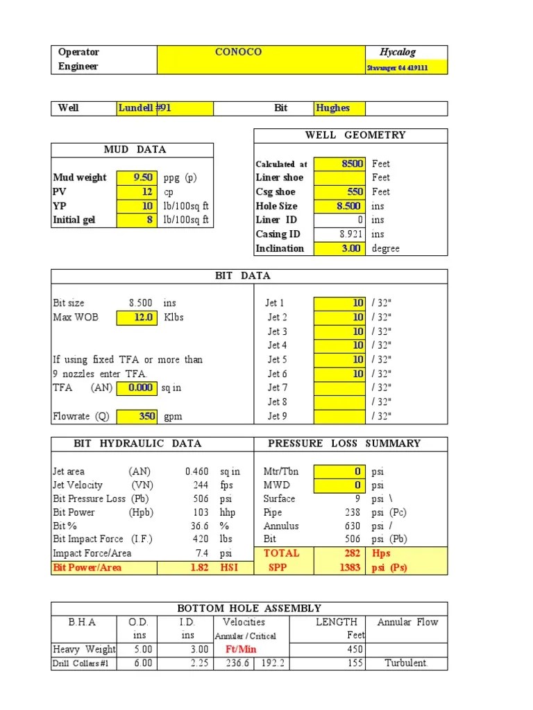 Hydraulic Worksheet PDF Casing (Borehole) Industrial Processes