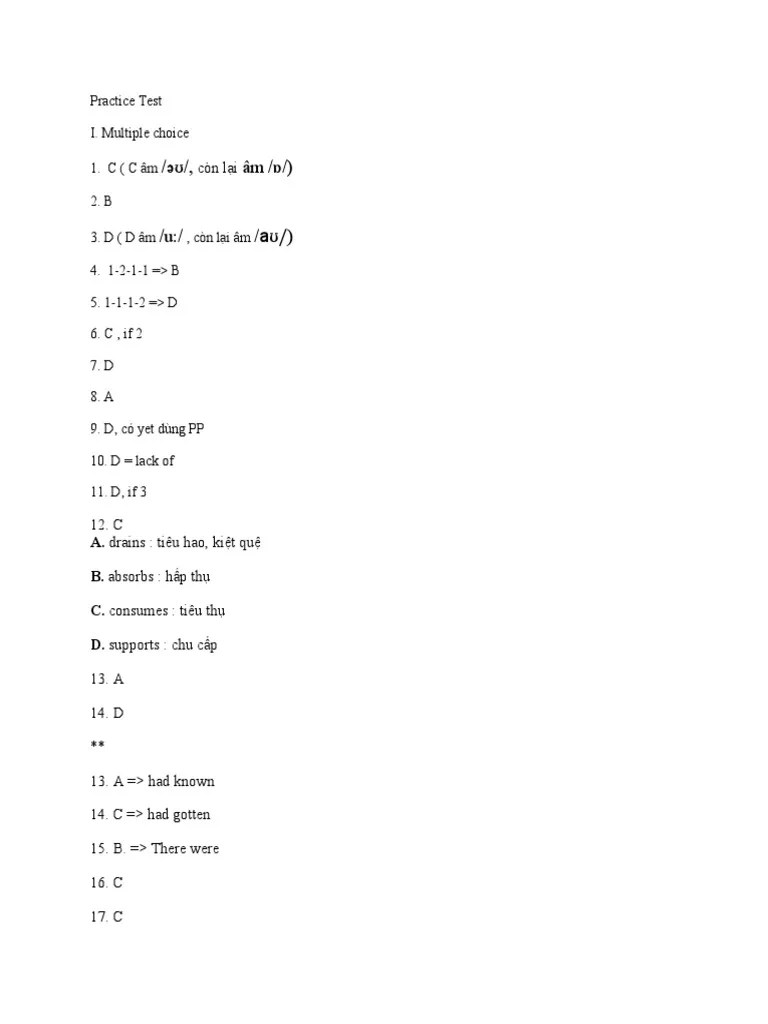 Practice Test Unit 7 | PDF