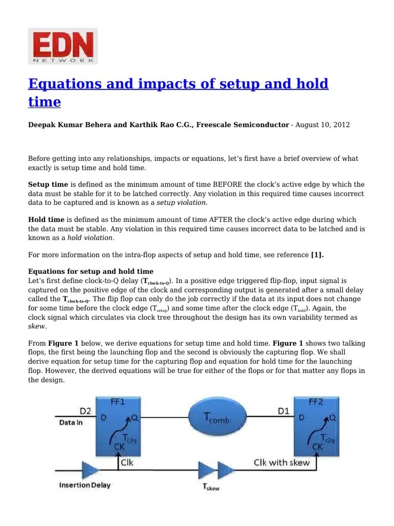 Equations and Impacts of Setup and Hold Time PDF Electronic