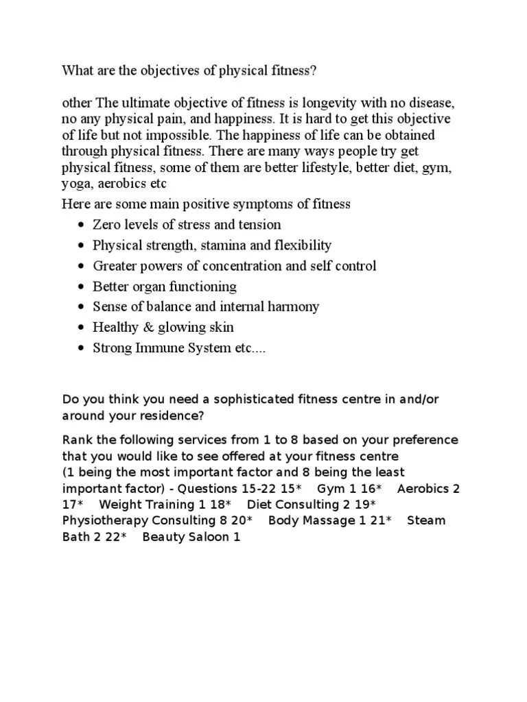 What Are the Objectives of Physical Fitness Aptitud física