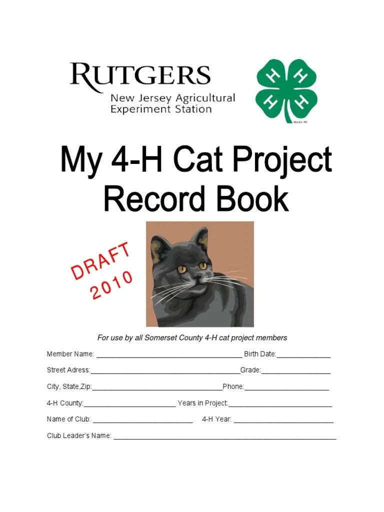 Cat Record Book PDF Cats Neutering