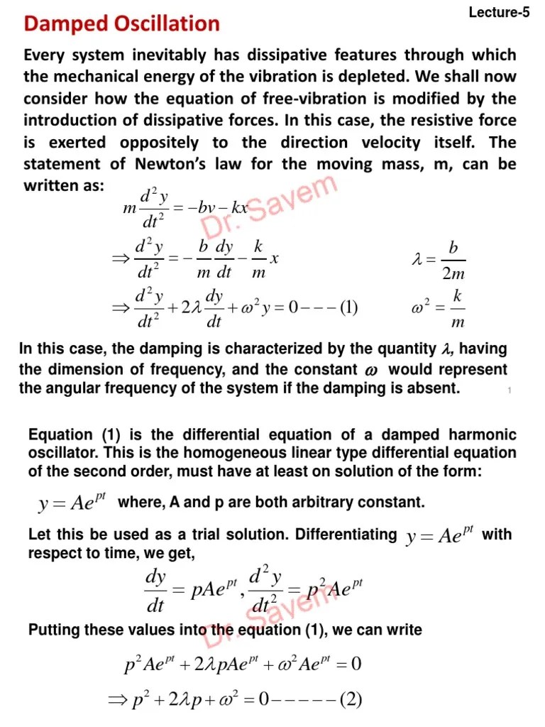 WO Lecture 5 PDF Oscillation Differential Equations