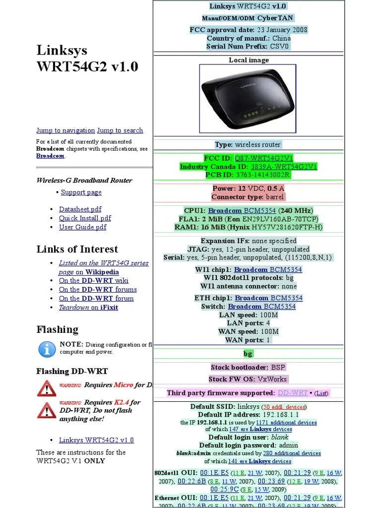 Configuring and Flashing DDWRT Firmware onto a Linksys WRT54G2 v1.0 Wireless Router PDF