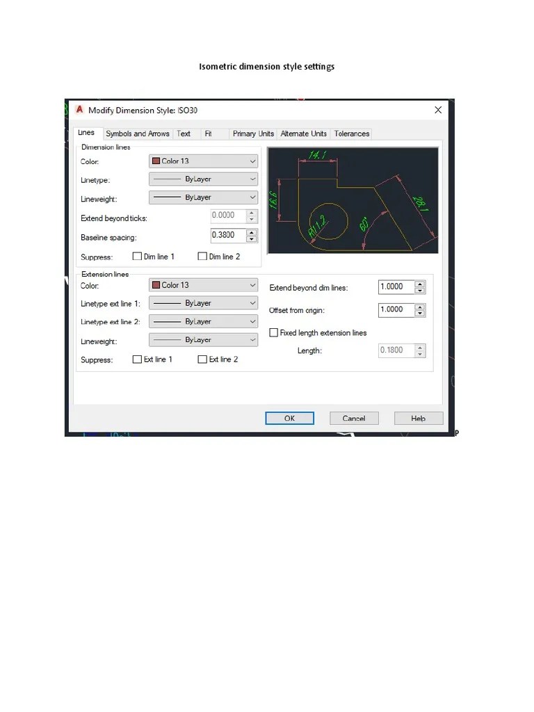 Isometric Dimension Style Settings PDF