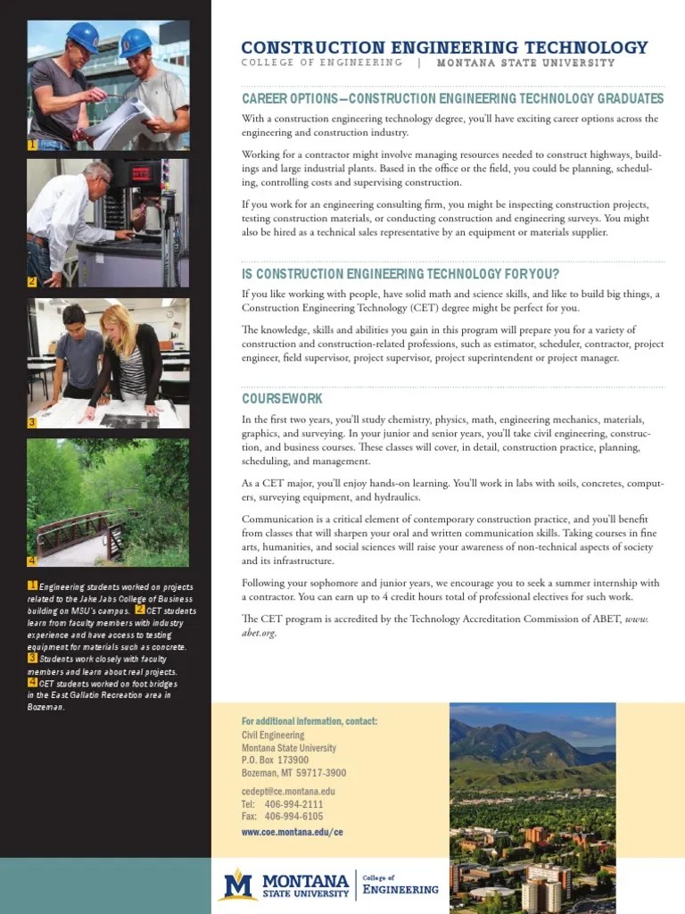 Career Opportunities and Coursework in the Construction Engineering