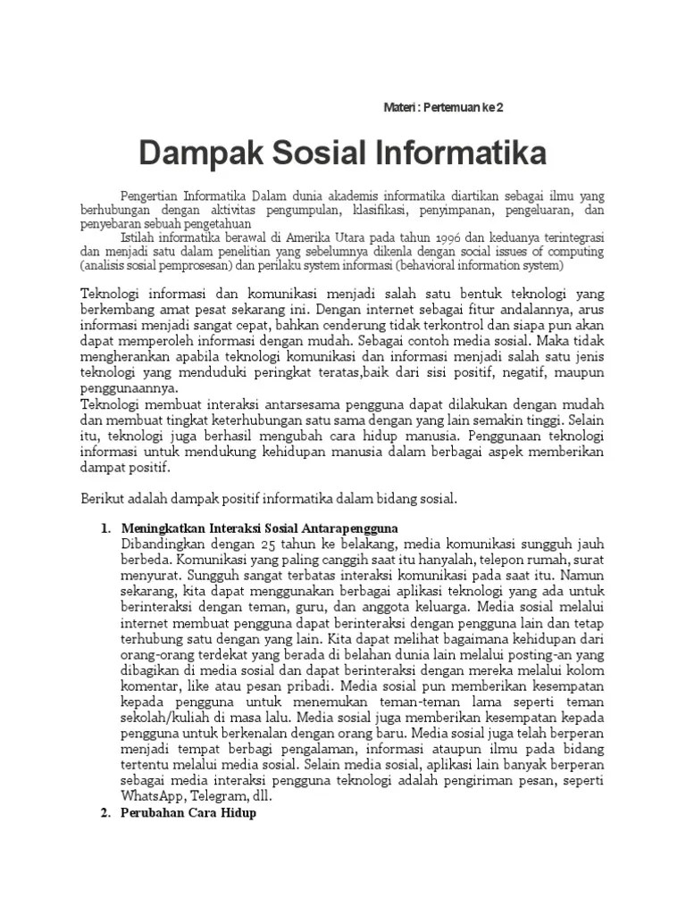 Dampak Sosial Informatika PDF