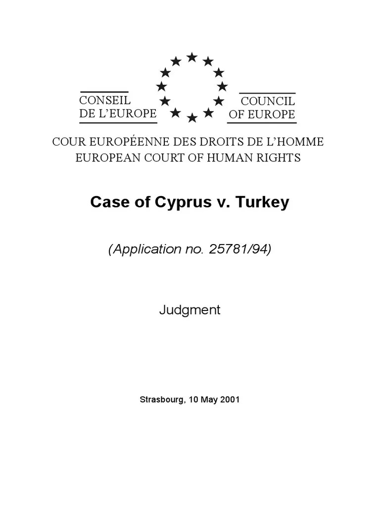 CASE OF CYPRUS v. TURKEY PDF PDF Cyprus Government