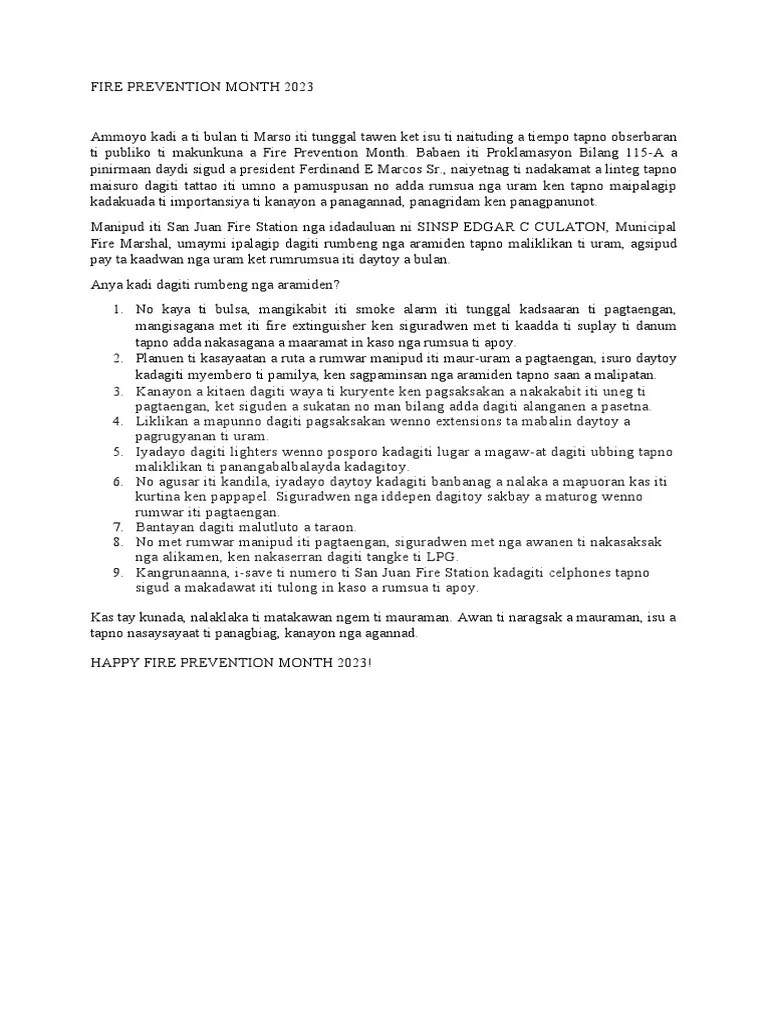 Fire Prevention Month 2023 PDF