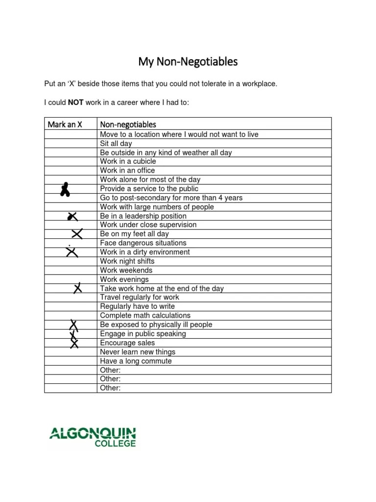 My Career NonNegotiables PDF