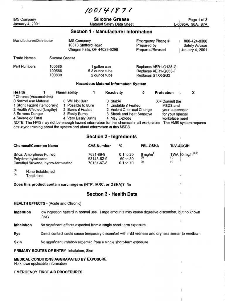 Msds Silicon Grease PDF