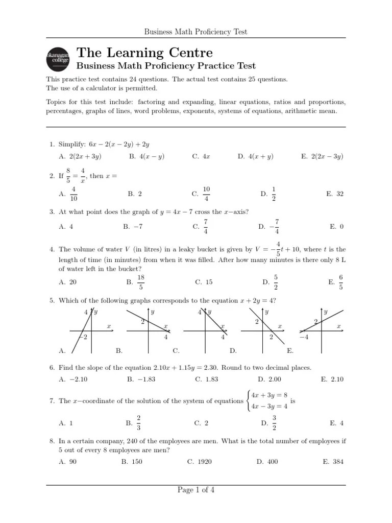 Business Mathematics Test and Answers 01 PDF Interest Mathematics
