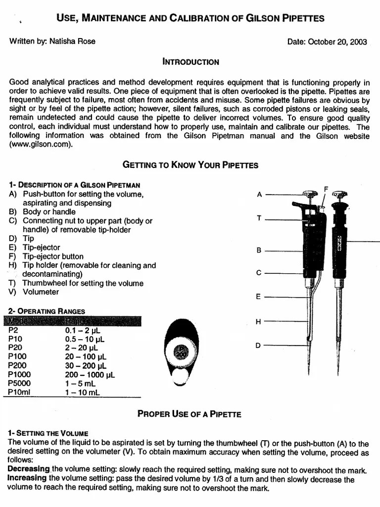 Gilson Pipettes PDF
