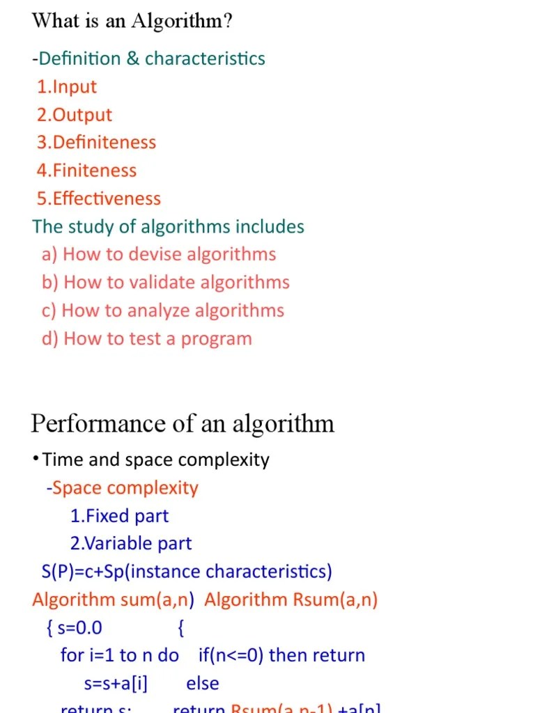 UnitI Introduction To Algorithms PDF Algorithms Time Complexity