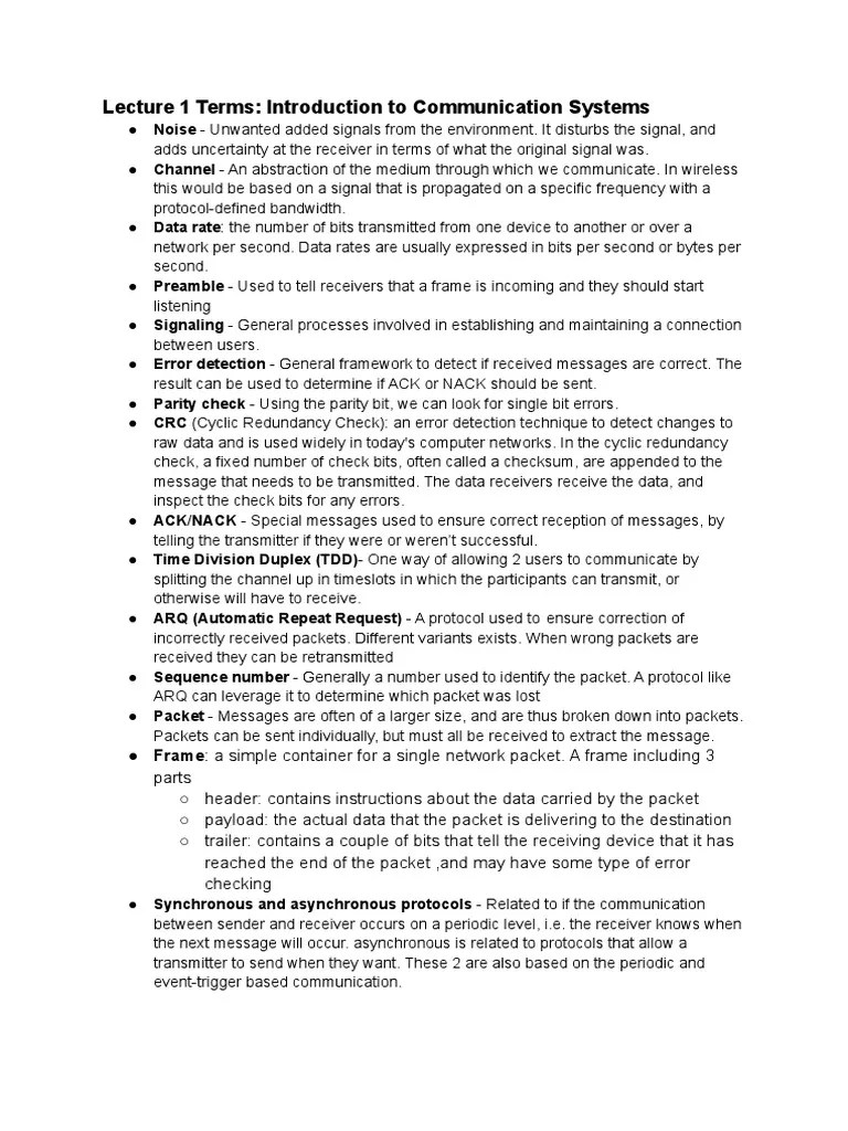 Communication and Networking TERMS PDF Computer Network