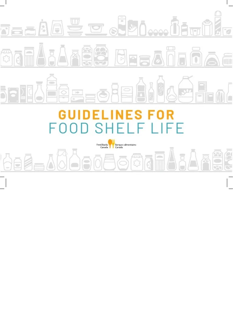 Guidelines Food Shelf Life Booklet EN PDF Shelf Life Drink